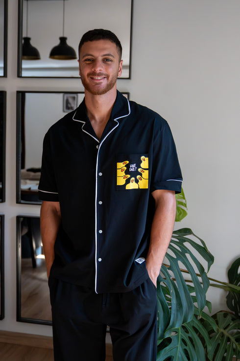 Men summer pajama set Black T-shirt + Pants